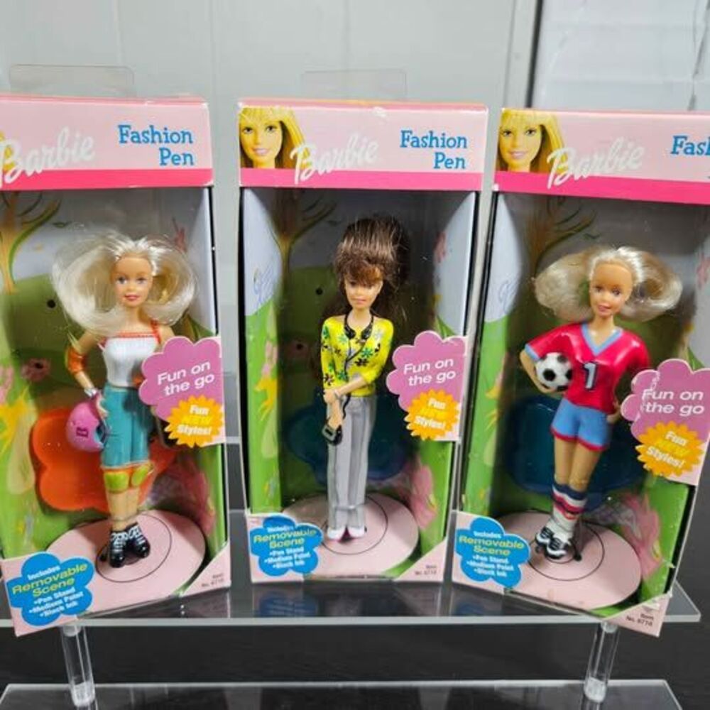 Vintage Barbie Fashion Pens 2002 Fun on the Go 3 Piece Set RoseArt